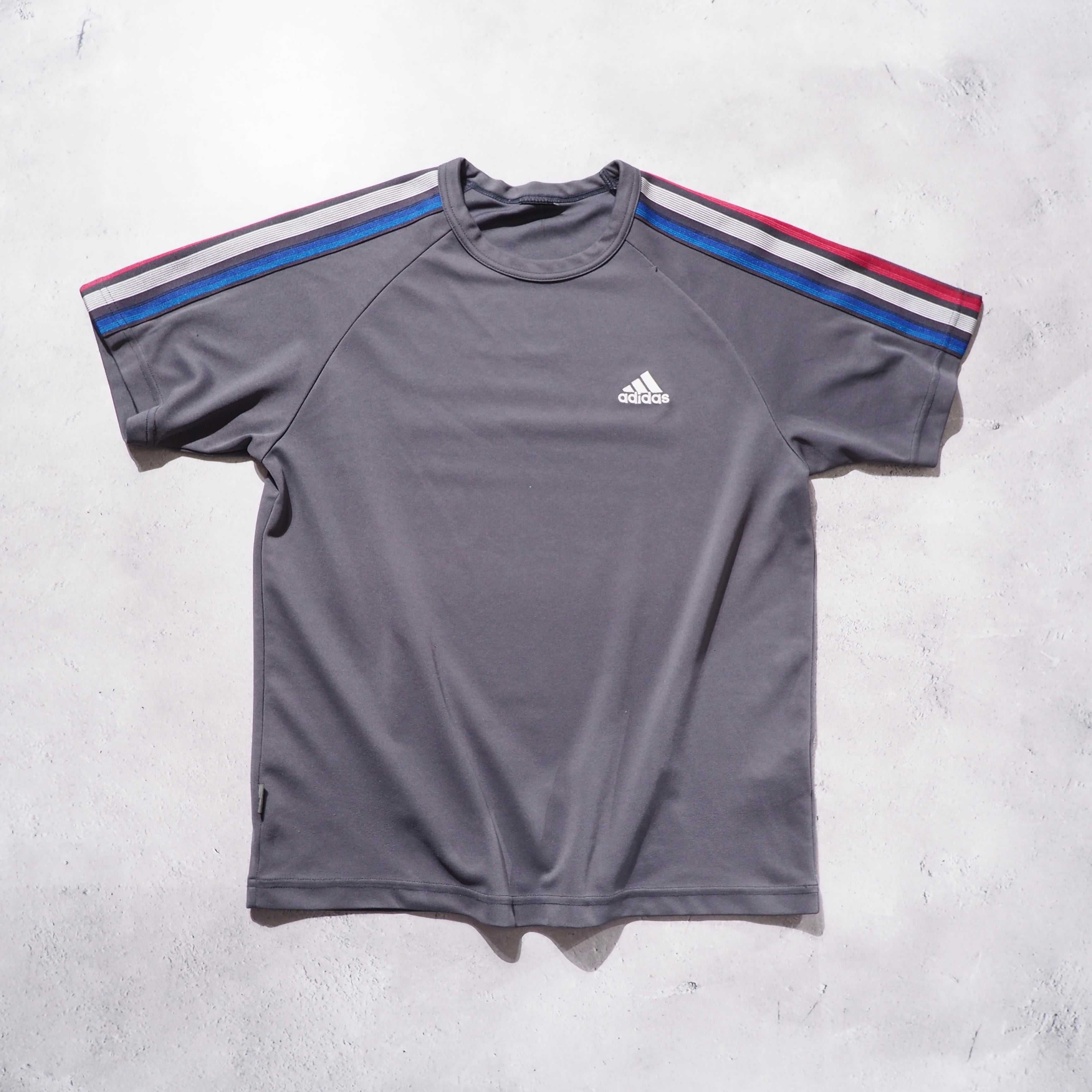 2000s " adidas " Tricolore three line Embbossed SS game Tee