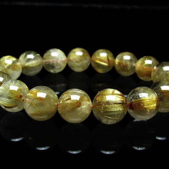 ルチルクォーツ ブレスレット 12mm タイチンルチルクォーツ タイチンルチル 一点物 メール便可 [M便 1/10] 111-49079