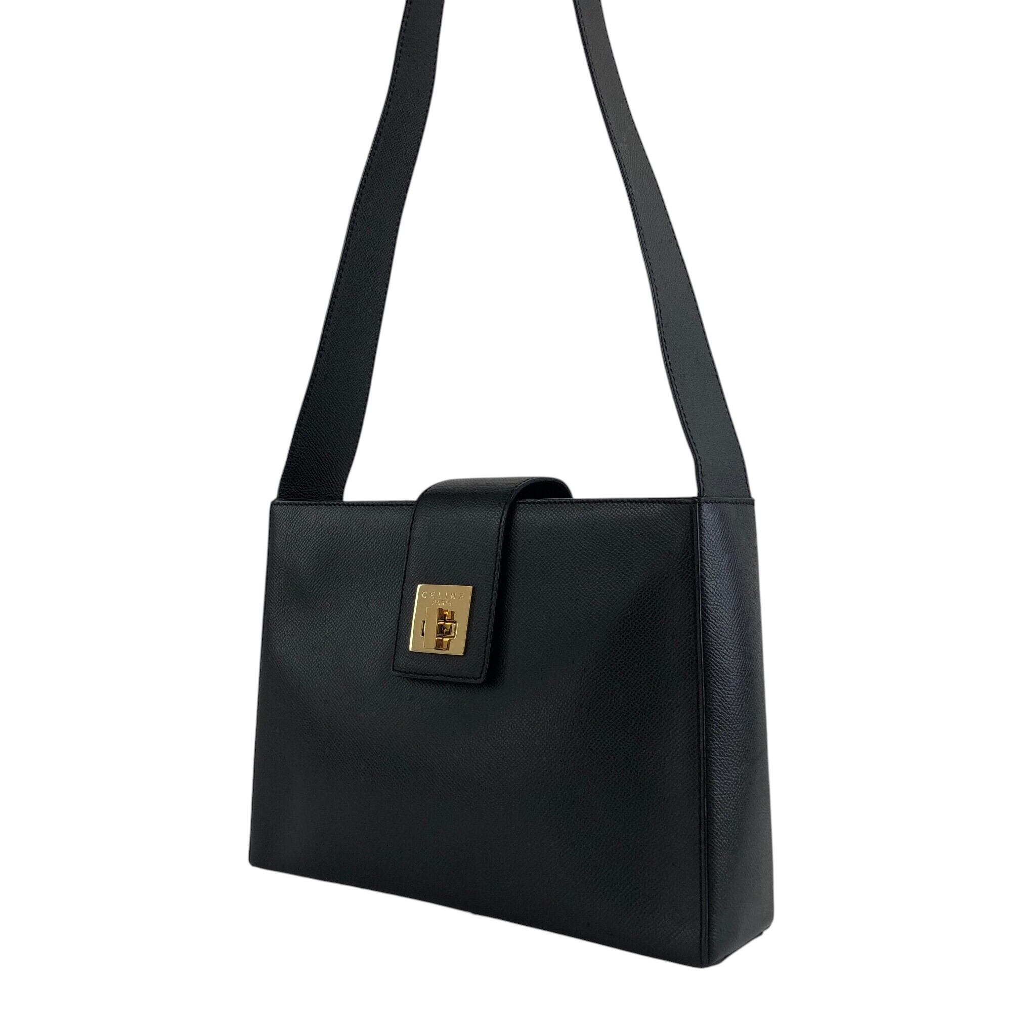 CELINE セリーヌ ショルダーバッグ ブラック ターンロック レザー