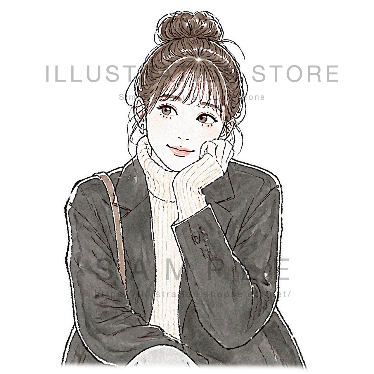 ジャケットを着た女性のイラスト素材