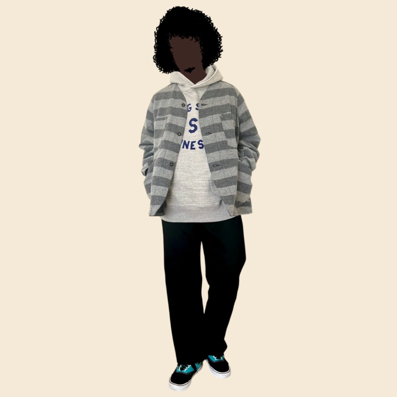 POST O'ALLS / POST 47 DV trashed wool grey tones - ポスト47 DV