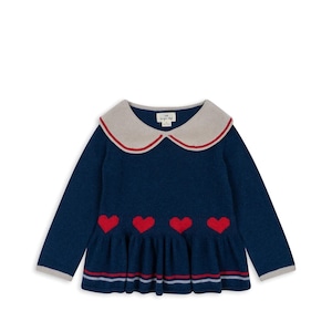 Konges Sløjd / MAXIME KNIT COLLAR BLOUSE_NAVY PEONY（18m,2y,3y,4y）