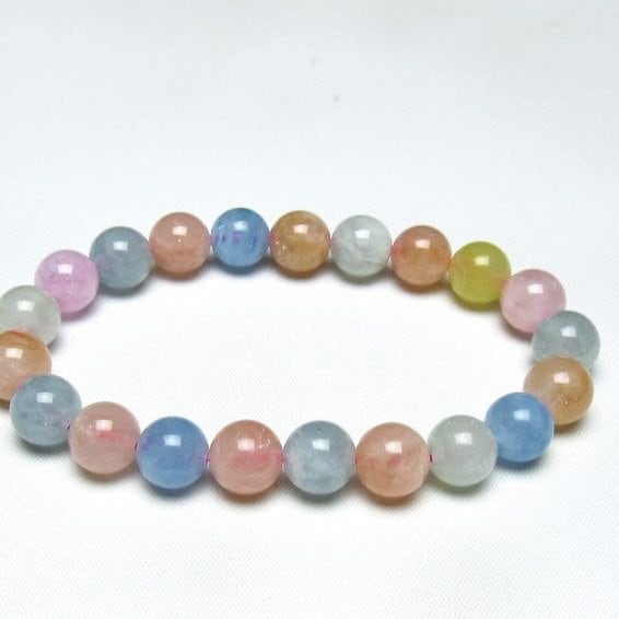 ミックスカラーベリル ブレスレット 10mm 一点物 メール便可 [M便 1/10] 111-48892