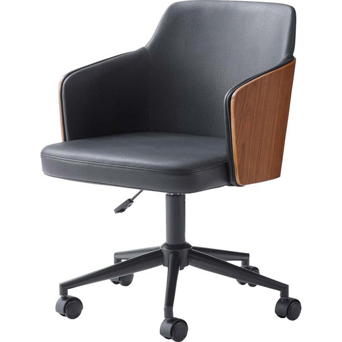 オフィスチェア PC-180 機能付 キャスター付き ソフトレザー 木目調 デスクチェア パソコンチェア イス 椅子 PCチェア おしゃれ シンプル モダン 回転チェア ワークチェア 在宅勤務 テレワーク リモートワーク ブラック ベージュ