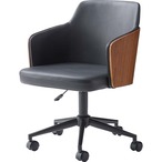 オフィスチェア PC-180 機能付 キャスター付き ソフトレザー 木目調 デスクチェア パソコンチェア イス 椅子 PCチェア おしゃれ シンプル モダン 回転チェア ワークチェア 在宅勤務 テレワーク リモートワーク ブラック ベージュ