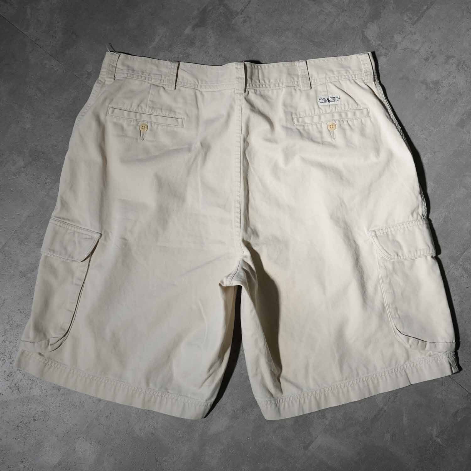 90s POLO Ralph Lauren Chino Cargo Shorts ivory 38 ポロ・ラルフ
