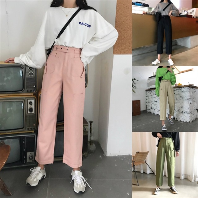 カジュアルパンツ ハイウエスト ビッグポケット ワイドパンツ ロールアップ 楽ちん ゆったり ベルト メンズライク レディース 可愛い ワンサイズ 秋 冬 10代 代 30代 40代 取寄 発送目安14 21日営業日 Laff Store 会社情報 納期の確認をお願いします