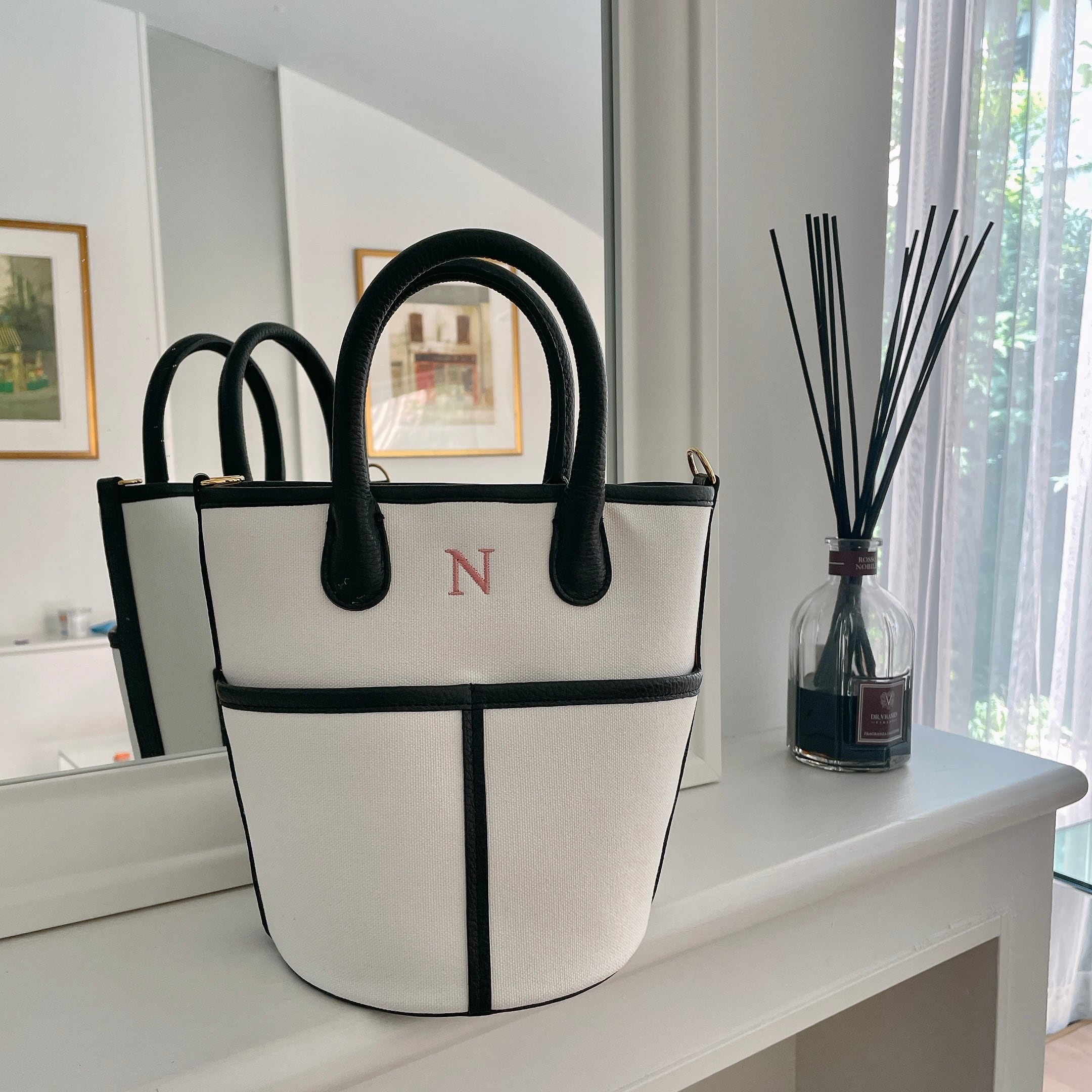 Buddy. canvas bag tall【WHT×BLK】 | NapA