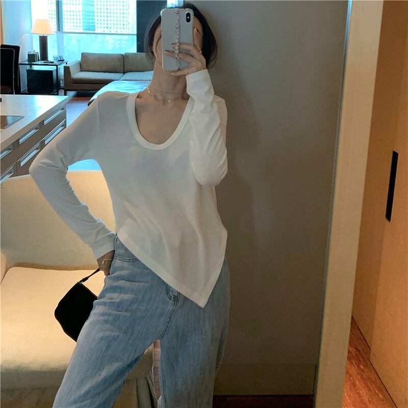 ホワイトスリムTシャツ シャツ レディーススプリングオータムトップス ロング 春物 秋物 ブラックストロベリース39437702720