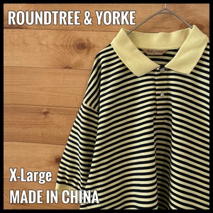 【ROUNDTREE&YORKE】Gold Label ビッグサイズ XL ポロシャツ ボーダー US古着 アメリカ古着