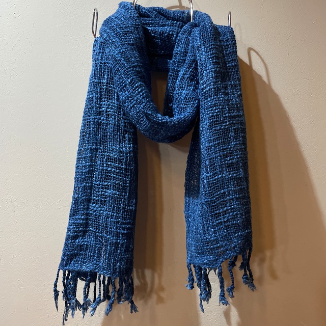藍染　スラブコットンストール　青藍　綿100% 手織り　マフラー　