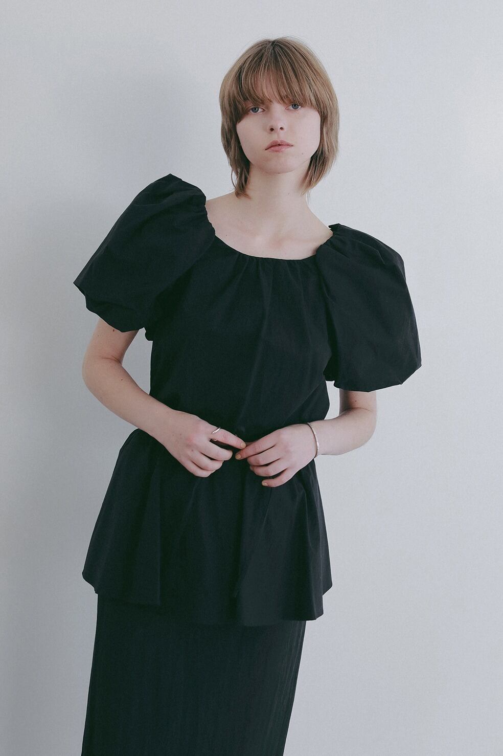 MANOF BALLOON SLEEVE BLOUSE ブラック M MANOF BALLOON SLEEVE BLOUSE ブラック M