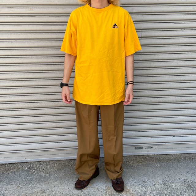 adidas ワンポイントロゴTシャツ 90s パフォーマンスロイエロー　L
