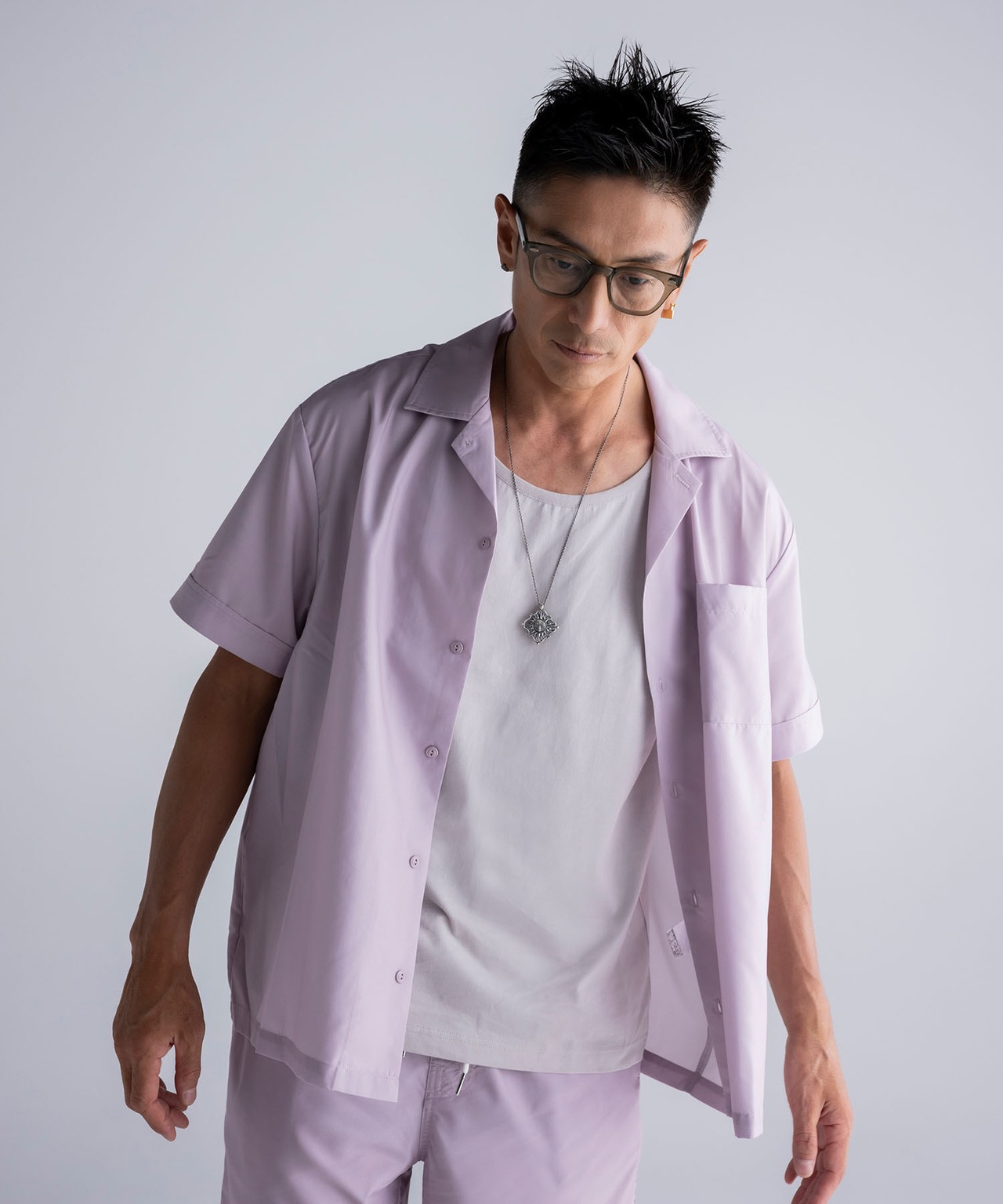 Flower back print shirt［HSS002］