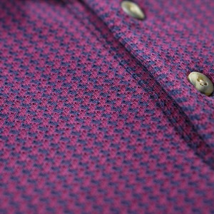 90s LANS'END L/S Denim collar polo Houndstooth L 古着