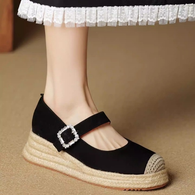 【34-40】Wedge sole suede pumps　B3995