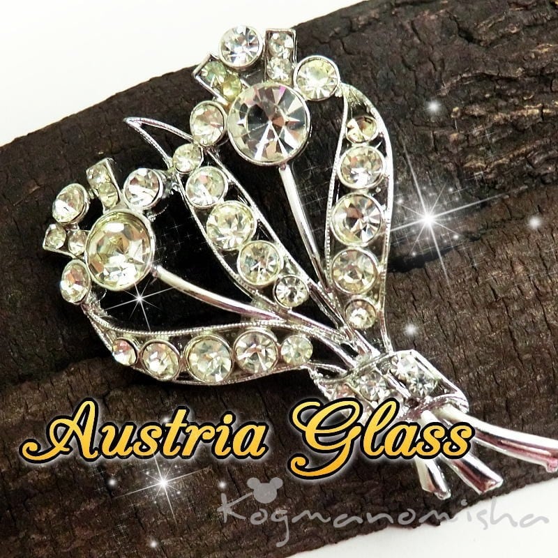 ヴィンテージ ブローチ ターコイズガラス オーストリア製 1950-60年代