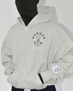 バーガージムジップパーカー グレー