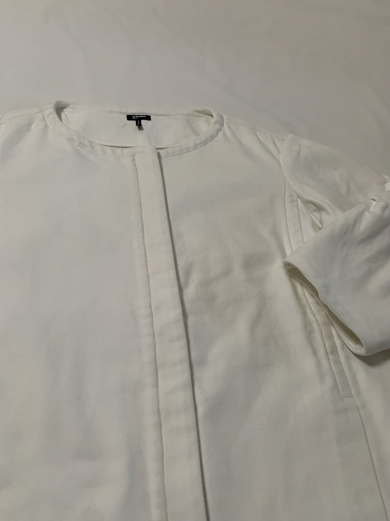 Solid Color Design No Collar Three Quarter Sleeve Jacket "JIL SANDER"