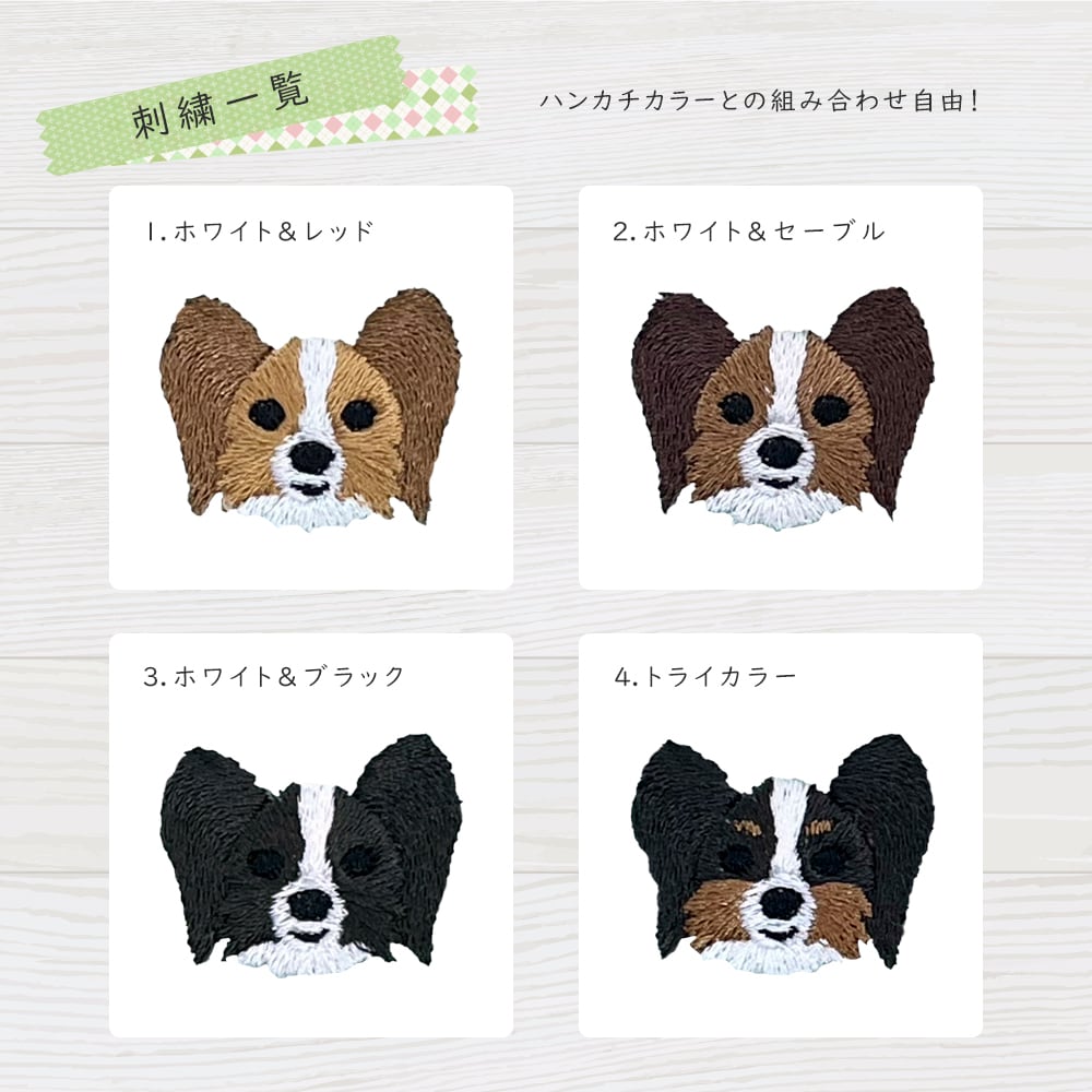 今治ハンカチタオル パピヨン 名入れ dog | アニマルモチーフ redbee