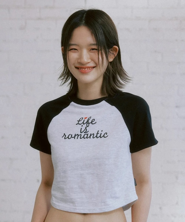 ライフイズロマンティック ラグランTシャツ_BLACK/Life is romantic raglan tee_BLACK