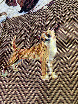 タペストリートートバッグ ウクライナ製  ブラウン　　犬　ドッグ柄