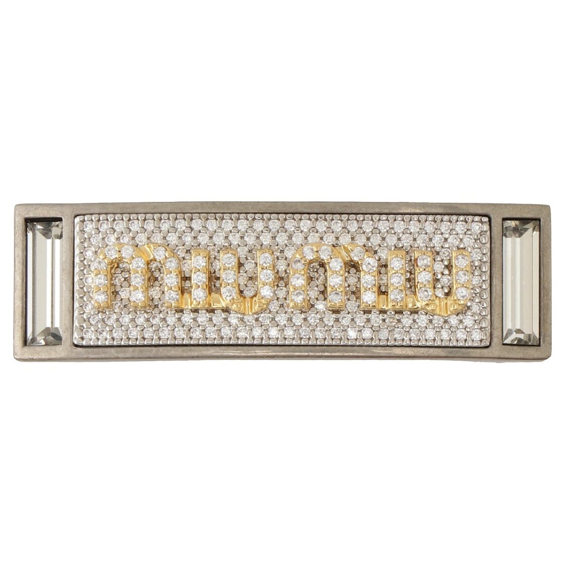 ミュウミュウ MIUMIU 5JF113 2DTH F02NT ロゴ パヴェ クリスタル 