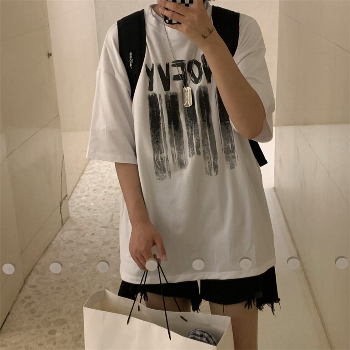送料無料】KOREA サマースタイルプリントルーズTシャツ レディース 