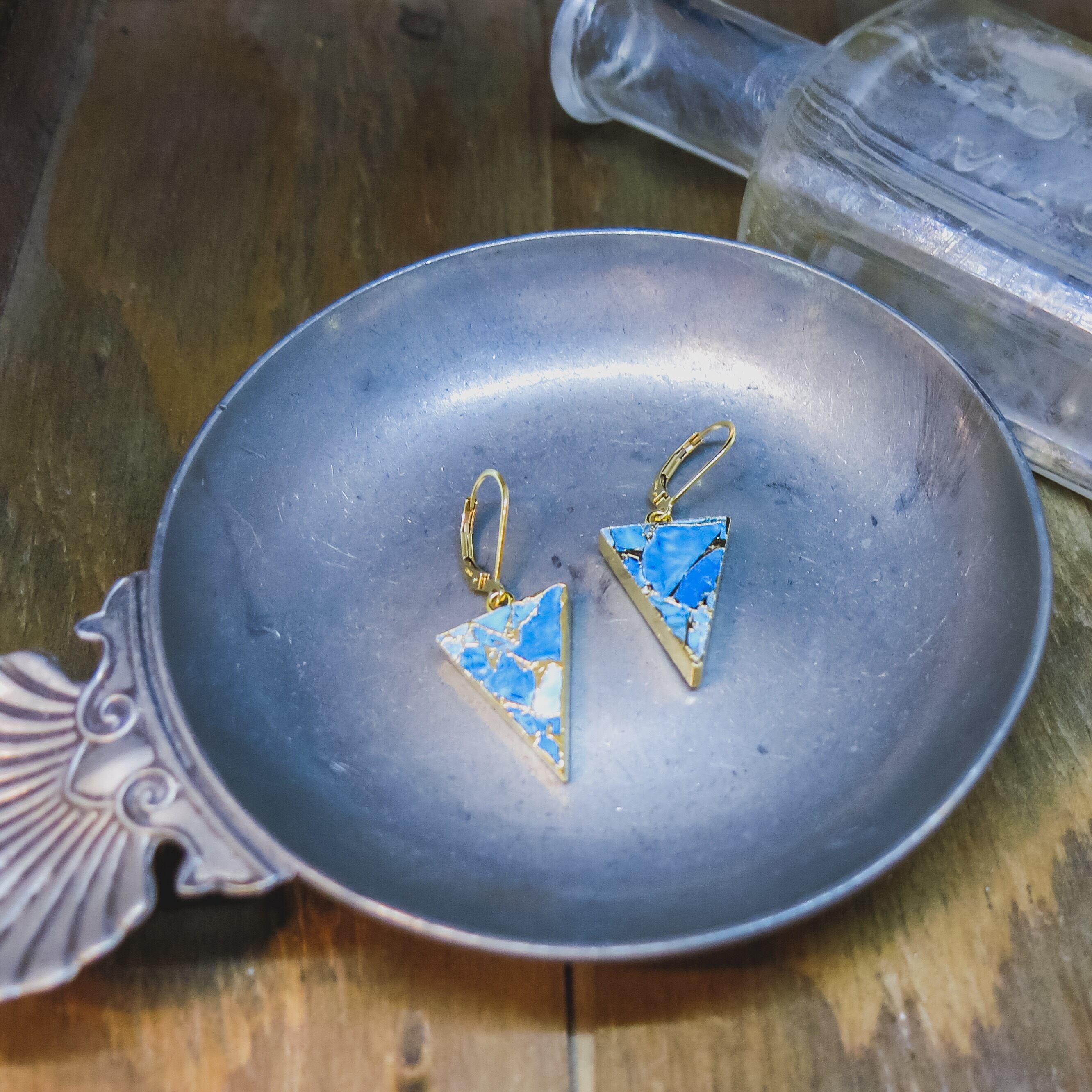 【再入荷】【売約済み】オイスターカッパーターコイズのシンプルピアス