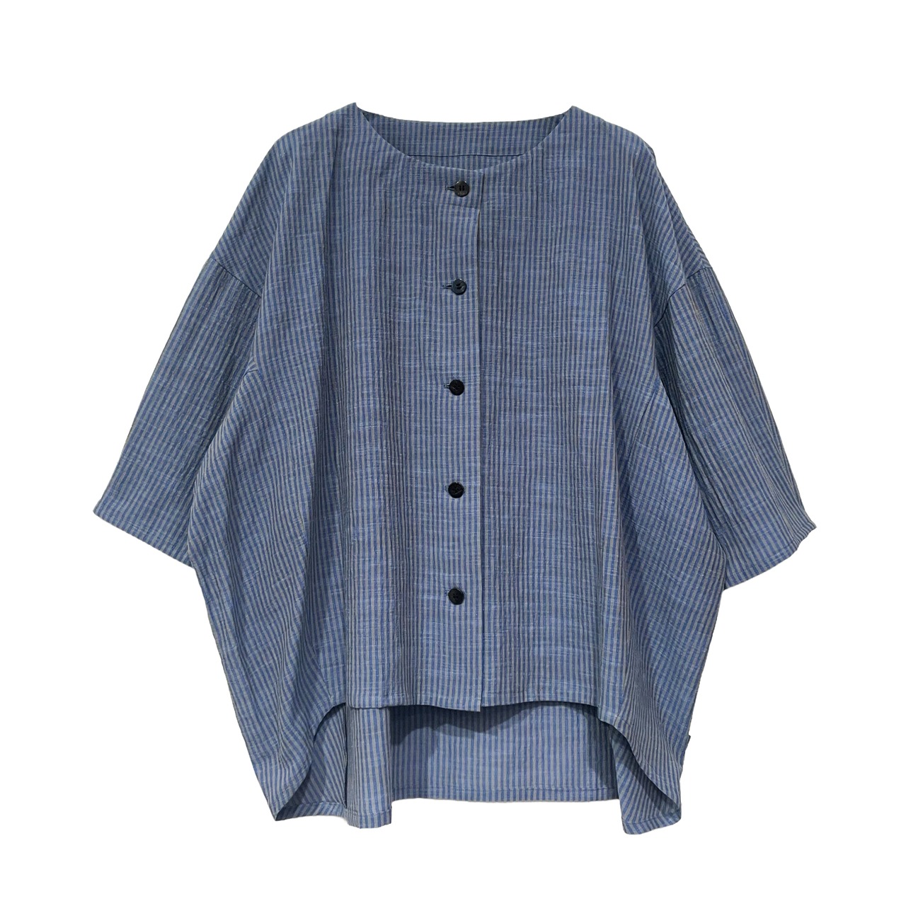 【最新作】シャンブレーストライプ羽織りブラウス【262-1135】Chambray striped cardigan