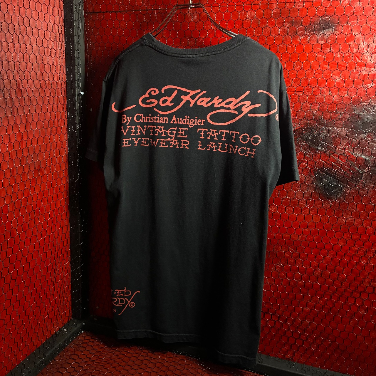 00s USA製Ed Hardy Y2KブラックTシャツ　タイガー　エドハーディー