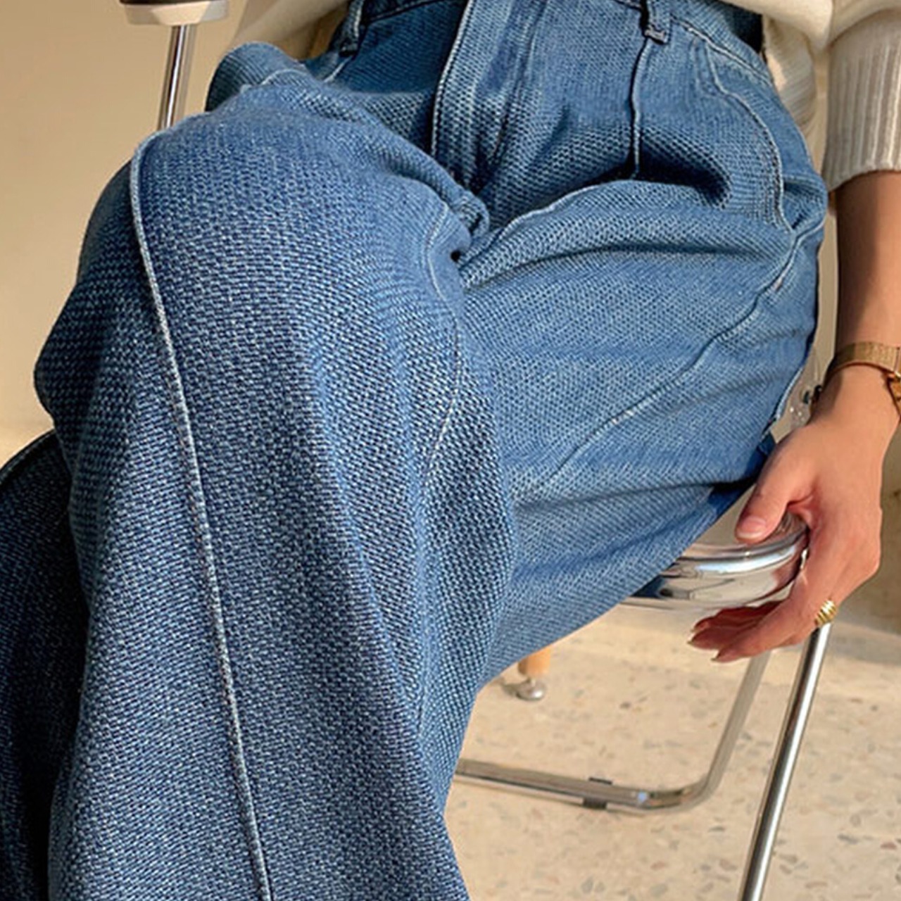 ハイウエストセンターラインデニムパンツ   F0104 - 5