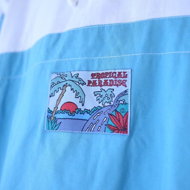 "light blue × white" good bi-color loose silhouette half-zip pullover