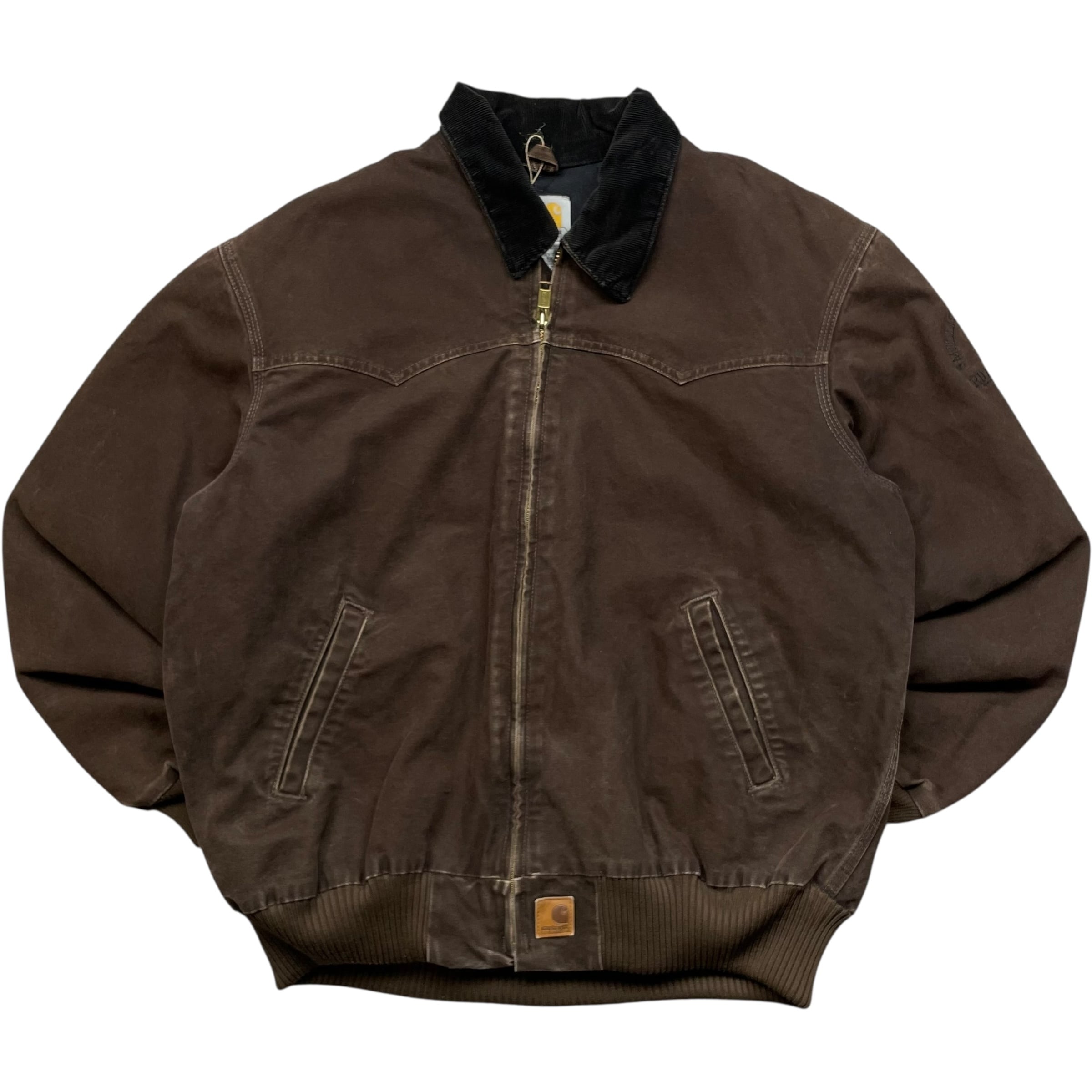 《XL》 Carhartt カーハート サンタフェジャケット ワークジャケット 企業刺繍ロゴ ダークブラウン no.8923