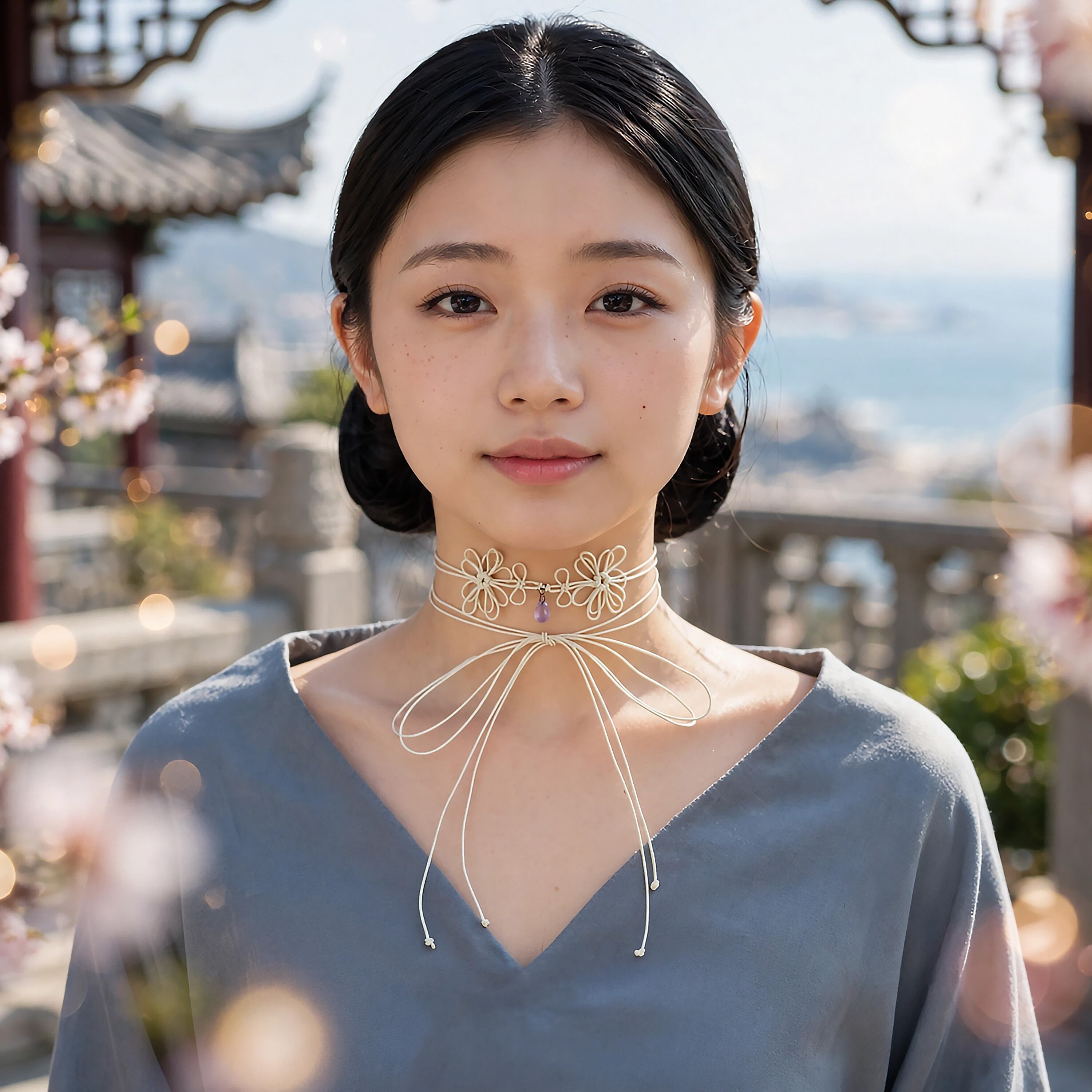 飾り結びチョーカー「嫋芳花」【軽量】浴衣・着物・フォーマル華やぐ二重巻。
