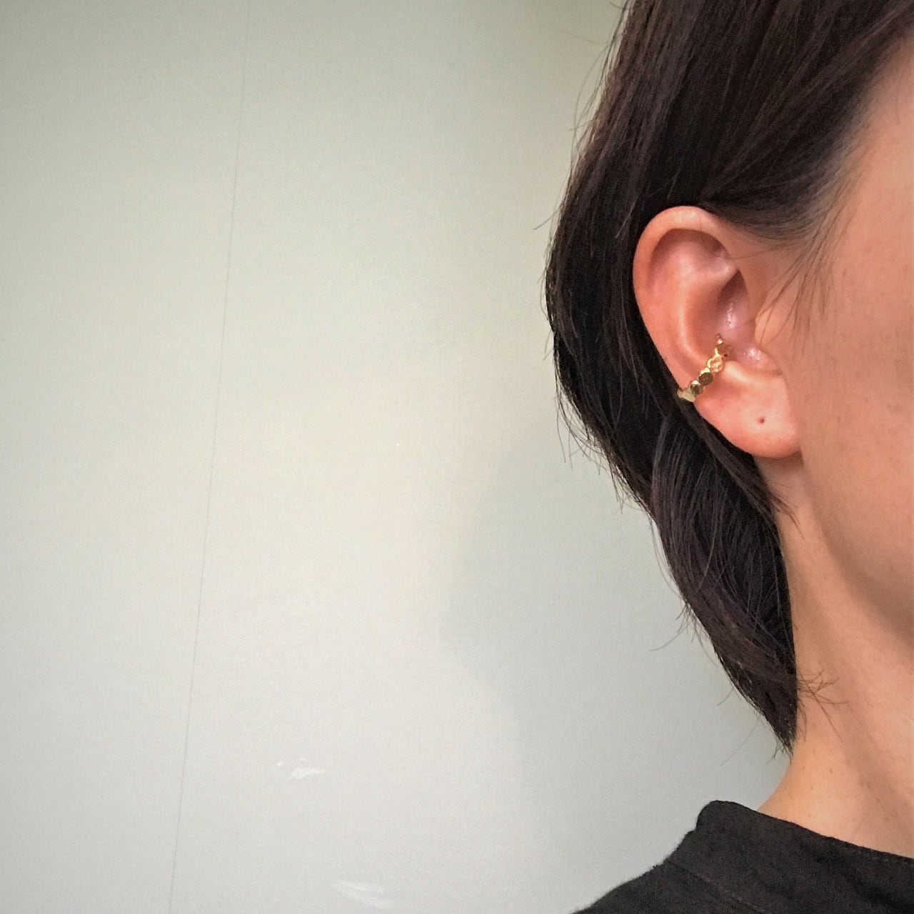 maru モチーフ、イヤカフ ～槌目仕上げ～ (silver＋k18コーティング