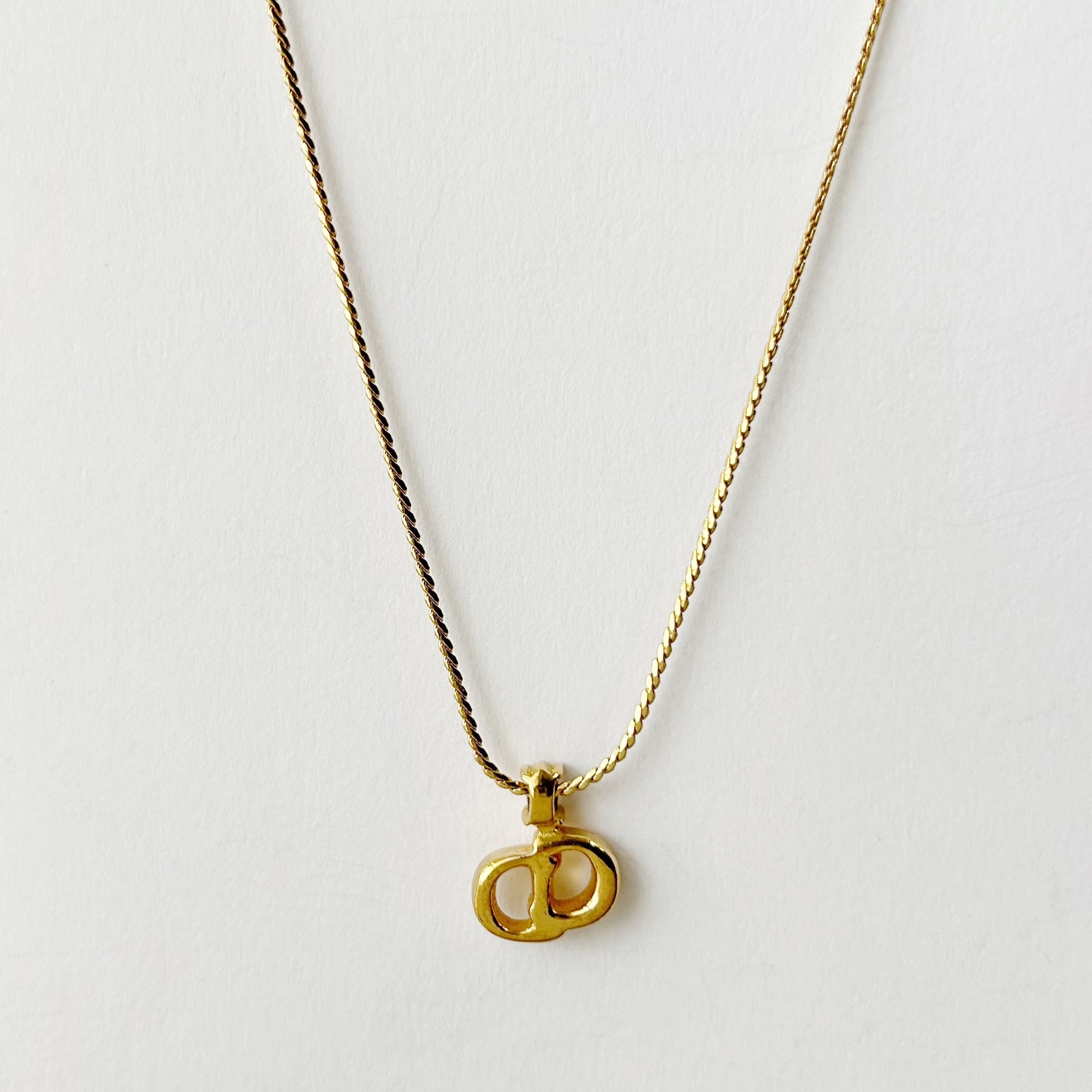 N7003】Christian Dior one stone logo necklace/クリスチャン