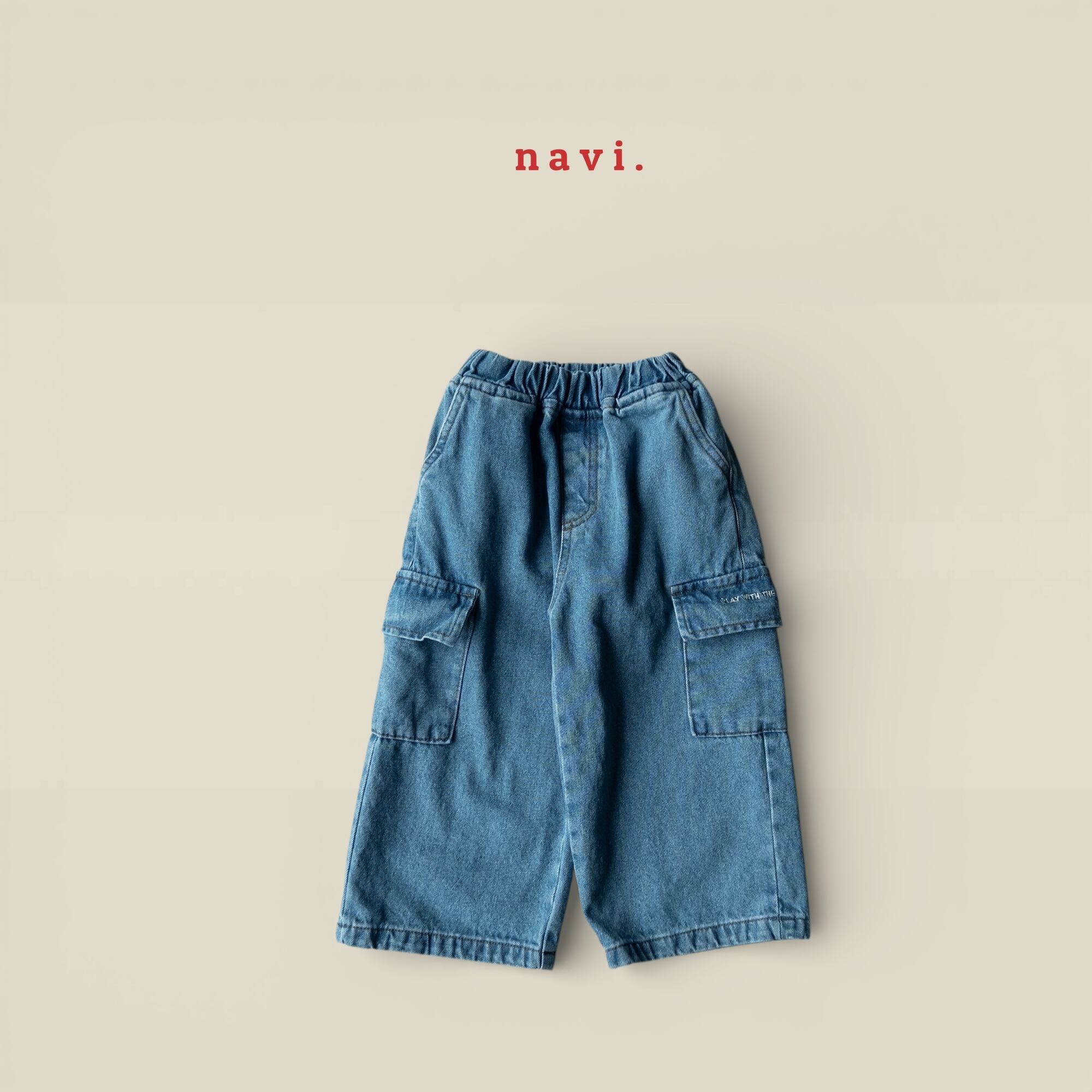 《送料無料》予約:ポケットワイドデニムパンツ【navi】※ジュニアサイズ