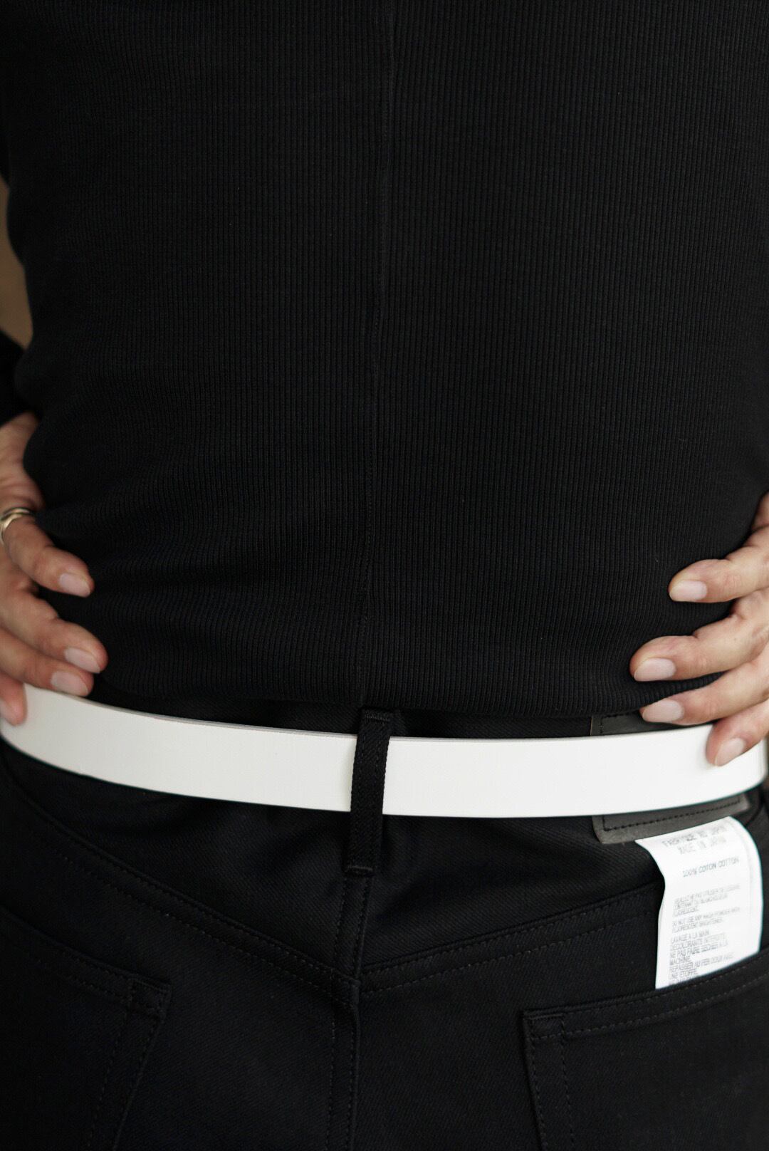 tuki ベルト 32 原田服飾研究所 TUKI doggie belt / white / cow leather【正規販売店】 ベルト