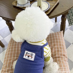 【PET】2色展開クマロゴ&ポケット付きデニムサロペット