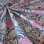 ブロックプリント生地【50cm単位】インド綿  花柄 くすみピンク×水色×グリーン #47410-PK1