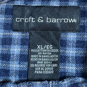 【croft&barrow】XL ビッグシルエット フランネルシャツ ネルシャツ 長袖 チェック ボタンダウン カジュアルシャツ US古着