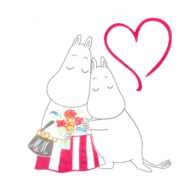 【ムーミン】バラ売り1枚 ランチサイズ ペーパーナプキン MOOMIN MOTHERS DAY ホワイト