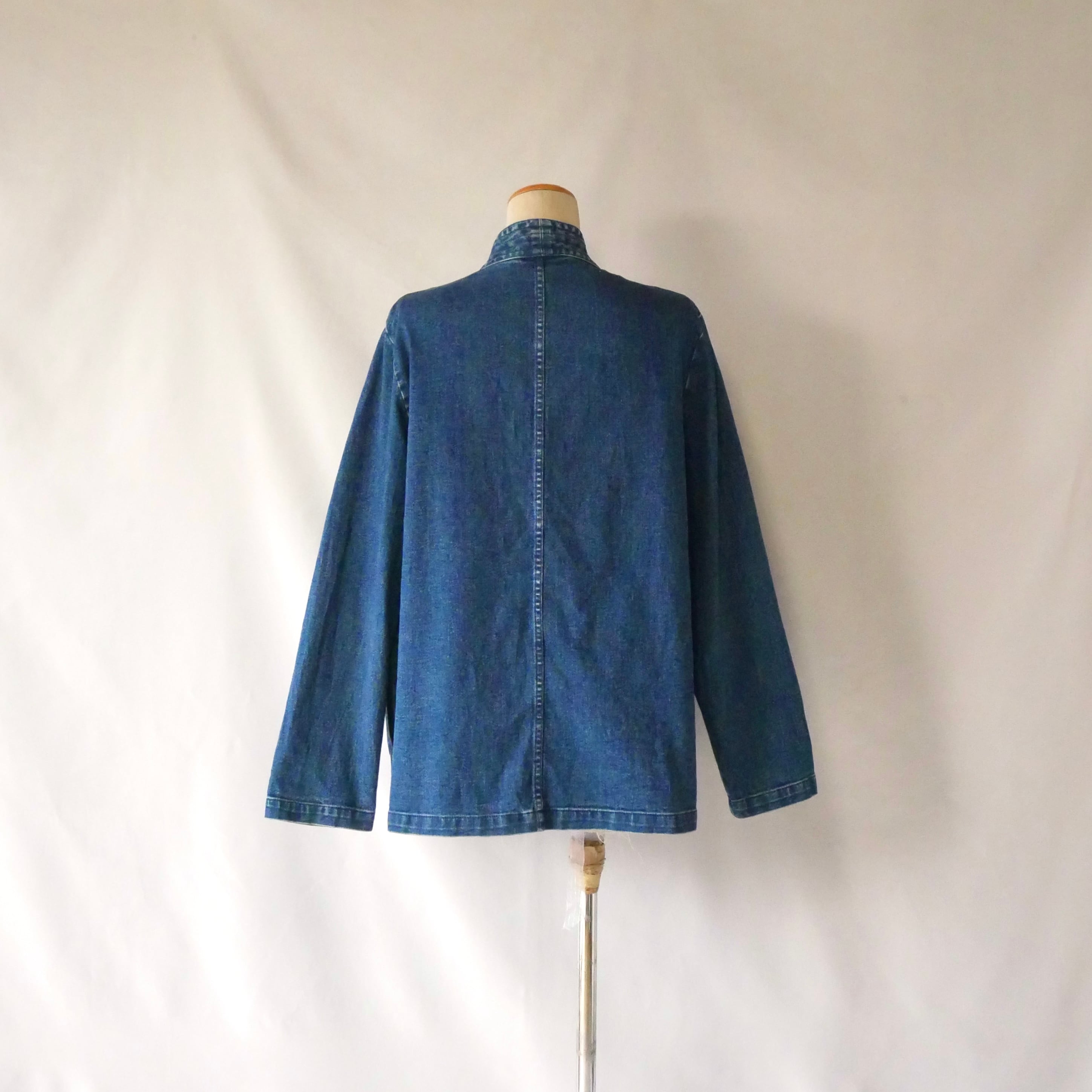 90s TRAVEL SMITH denim no collar jacket 90年代 トラベルスミス