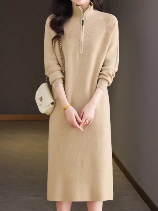 Half-zip knit onepiece L0784