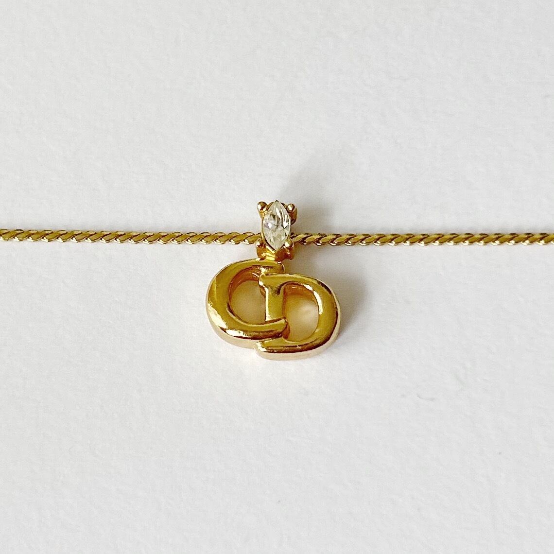 N7003】Christian Dior one stone logo necklace/クリスチャン