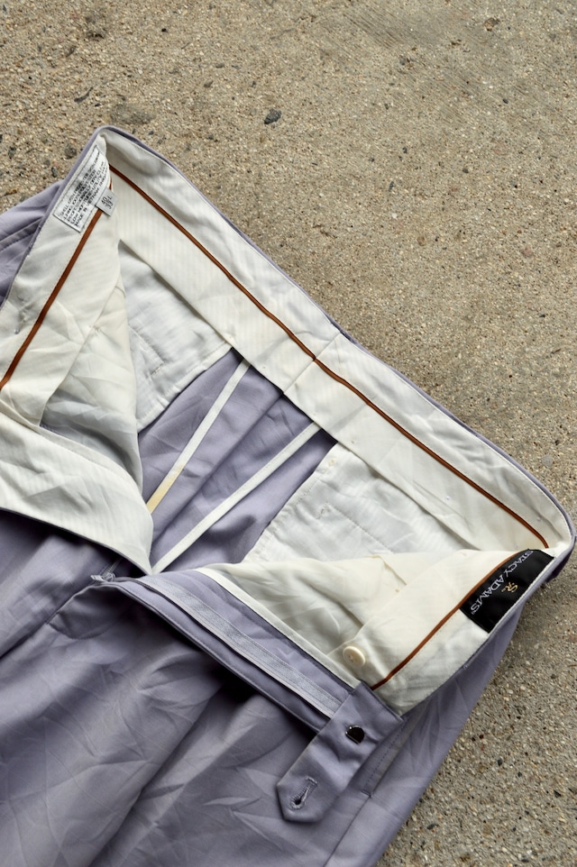 STACY ADAMS 1980's-90's From USA Center Intuck Wide Slacks Windowpen Polyblend Rayon ステイシーアダムス 80s ワイドスラックス