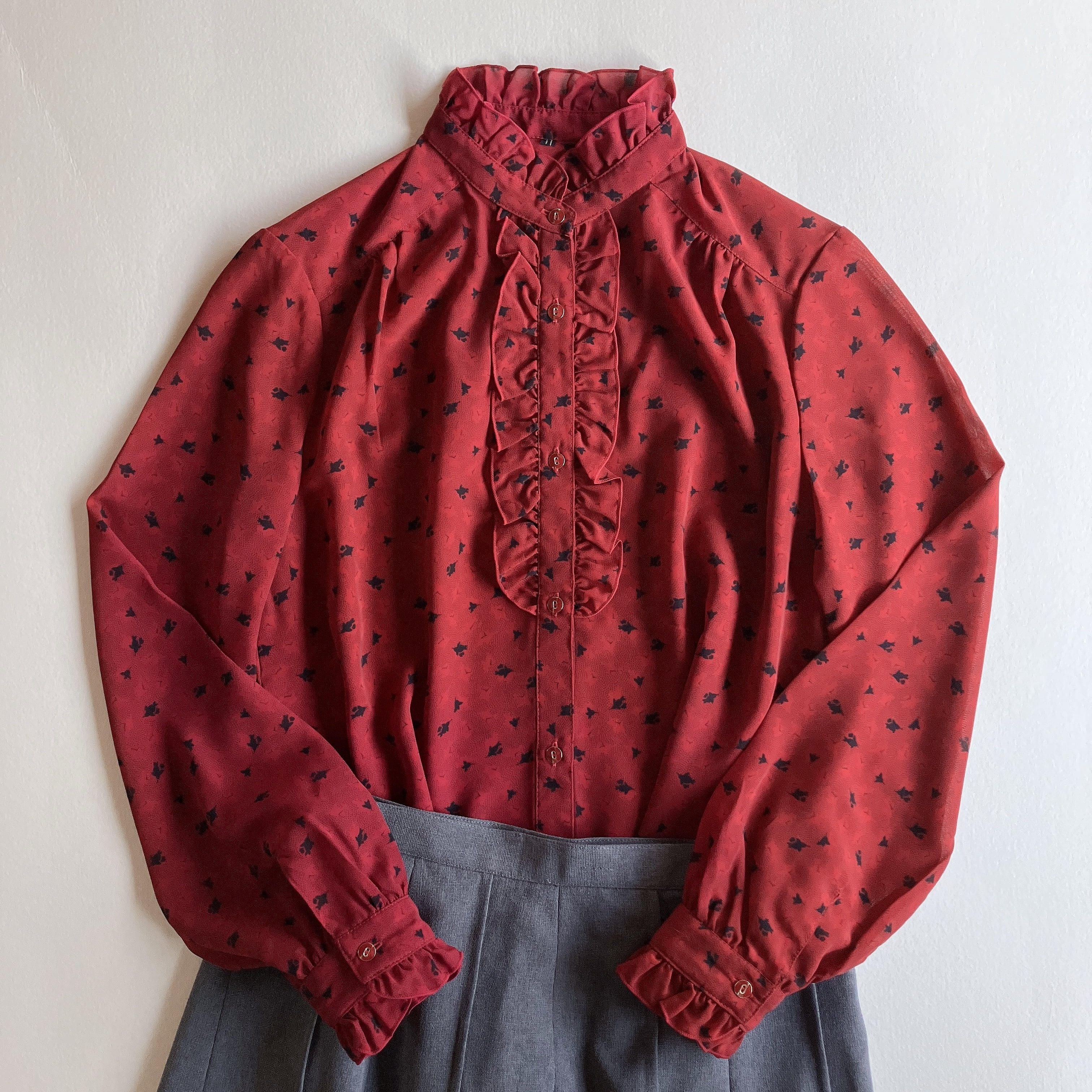 used レトロ フラワーペイズリー ブラウス 古着 ヴィンテージvintage