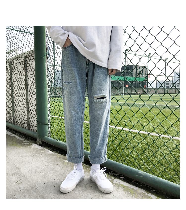 全1色 デニム パンツ ストレート カジュアル 無地 おしゃれ