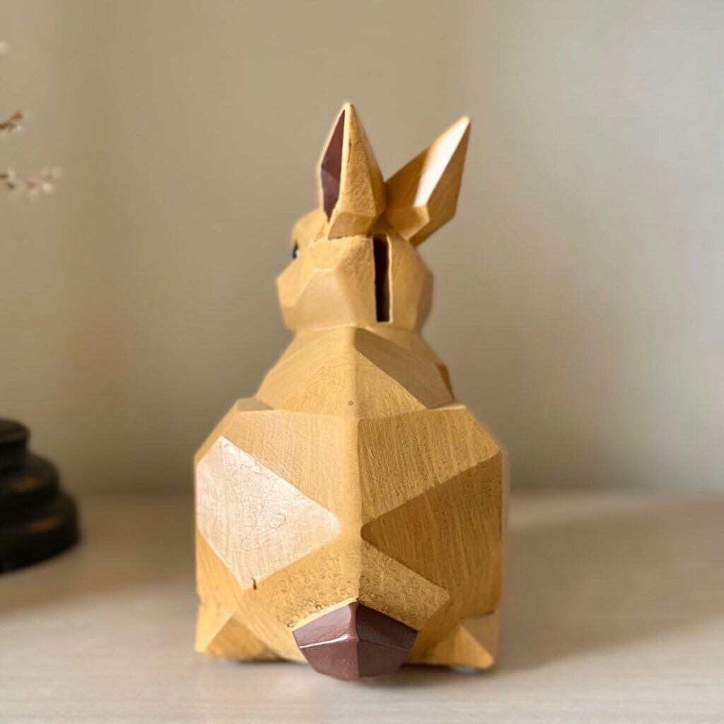 完売 】SUORA MONEY BANK ｜ Rabbit 木彫りみたいな貯金箱 うさぎ